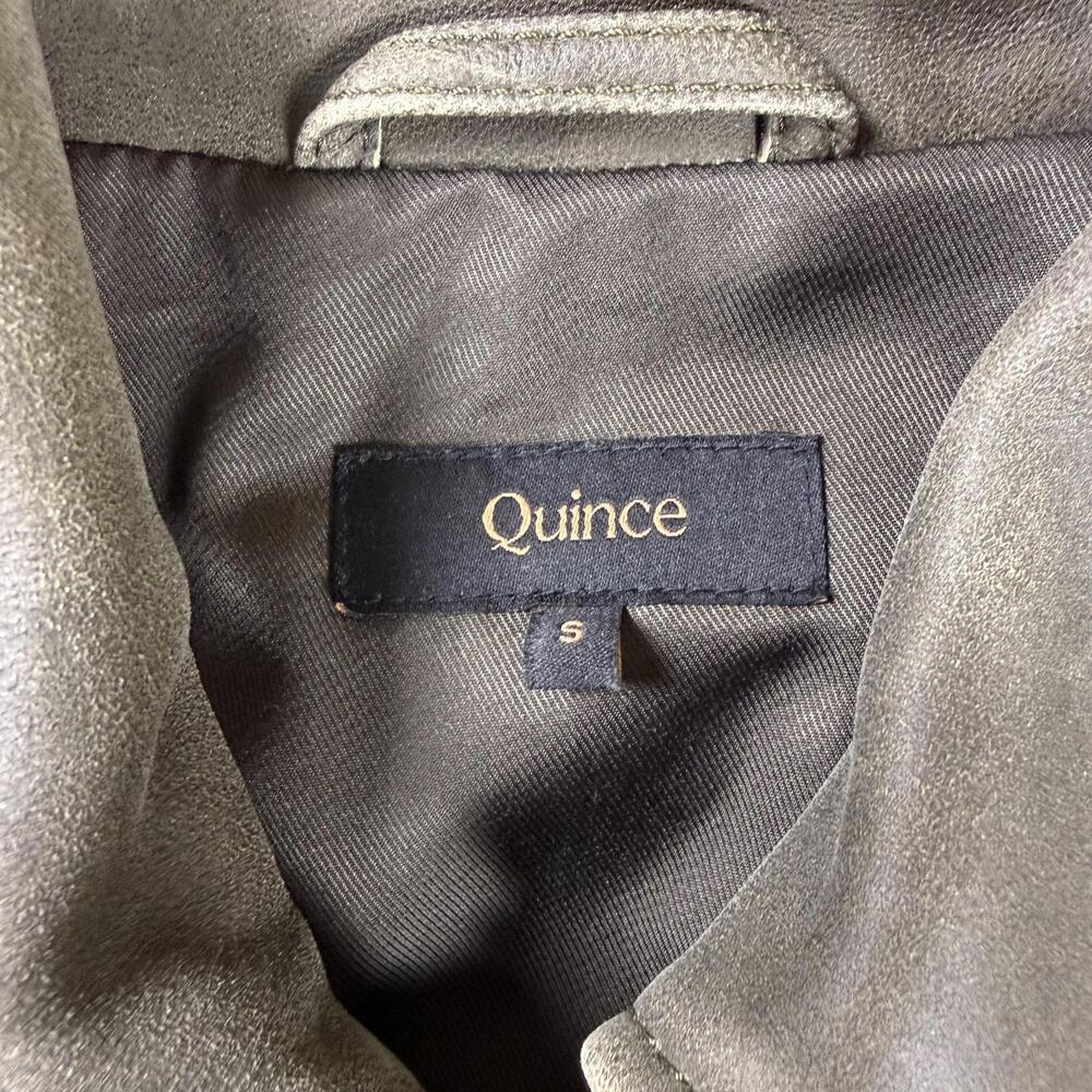 100% Leather Oversized Bomber Jacket By Quince Women's Size Small - Picture 3 of 5